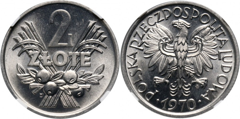 PRL, 2 złote 1970, Jagody Menniczy egzemplarz. Reference: Parchimowicz 216d
Gra...