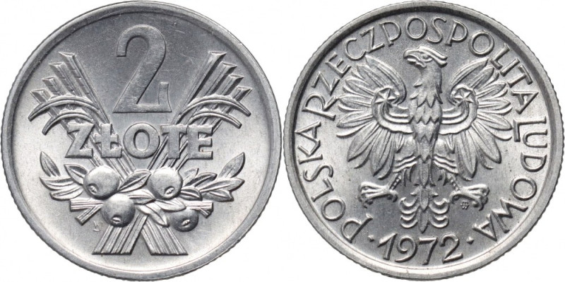 PRL, 2 złote 1972, Jagody Atrakcyjny, połyskowy egzemplarz. Reference: Parchimow...