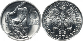 PRL, 5 złotych 1974, Rybak