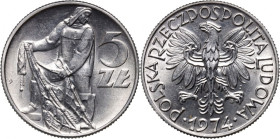 PRL, 5 złotych 1974, Rybak, 'Słoneczko'