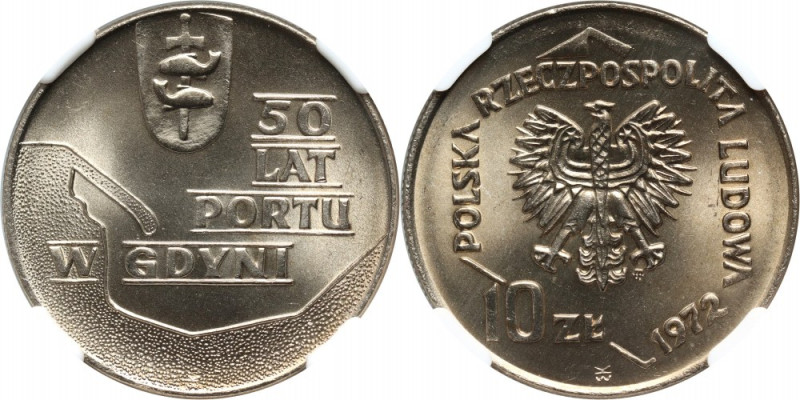 PRL, 10 złotych 1972, Port w Gdyni Druga najwyższa nota NGC. Reference: Parchimo...