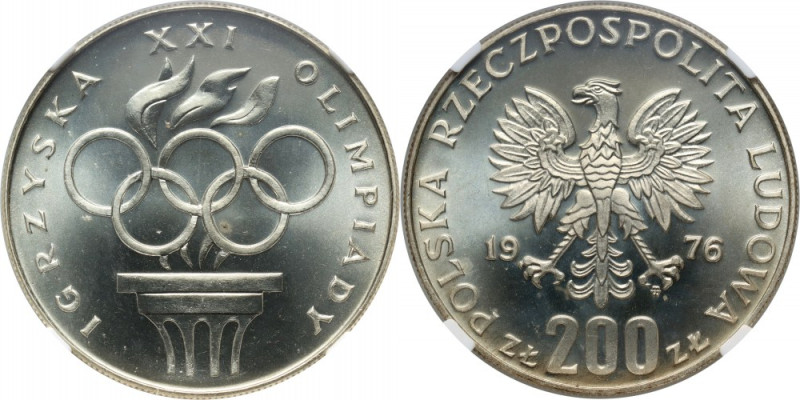 PRL, 200 złotych 1976, Igrzyska XXI Olimpiady, PROOF Reference: Parchimowicz 306...