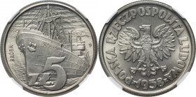 PRL, 5 złotych 1958, Waryński, PRÓBA, nikiel