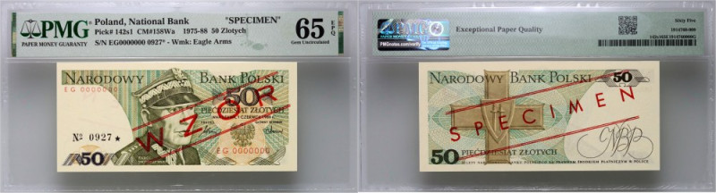 PRL, 50 złotych 1.06.1986, WZÓR, No. 0927, seria EG Numer 0000000. Pięknie zacho...