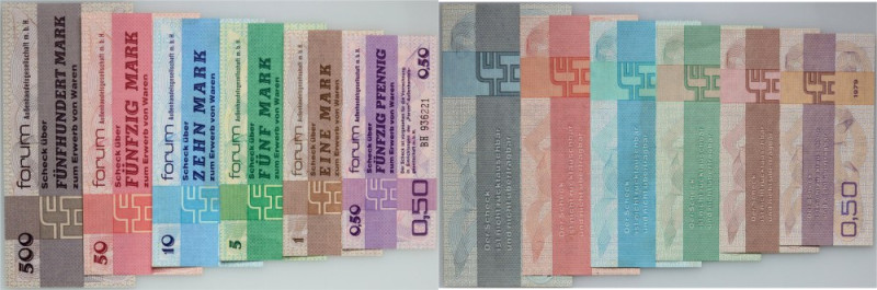 Germany, GDR, set of FORUM merchandise vouchers, (6 pieces) Piękne stany zachowa...