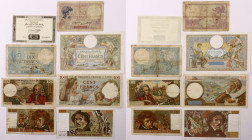 France, set of banknotes 1792-1981, (8 pieces)