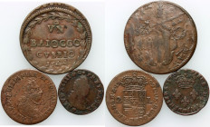 Europe, set of coins from 1708-1744, (3 pieces)