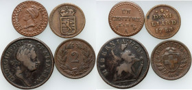 Europe, set of coins from 1723-1875, (4 pieces)