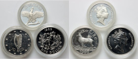 World, set of silver coins from 1989-1990, (3 pieces)