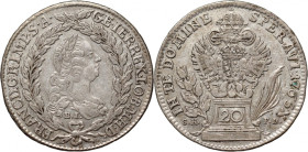 Austria, Francis I, 20 Kreuzers 1765 (1776) BI SK PD, Kremnica