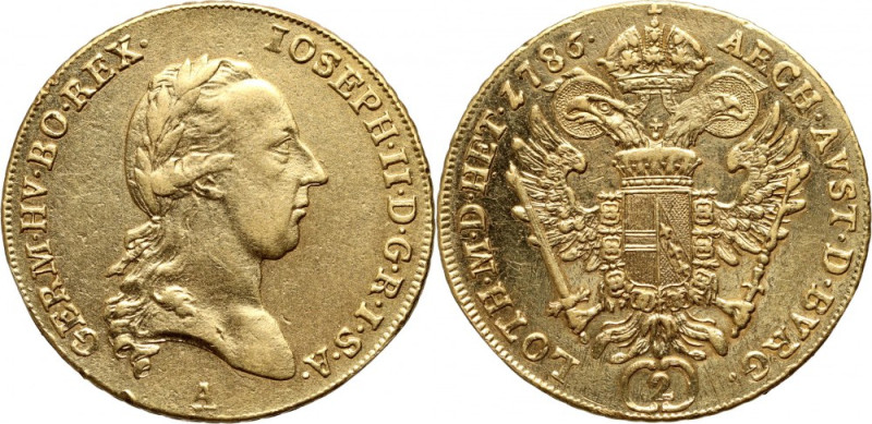 Austria, Joseph II, 2 Ducats 1786 A, Vienna Gold 6,93 g.&nbsp;Coin removed from ...