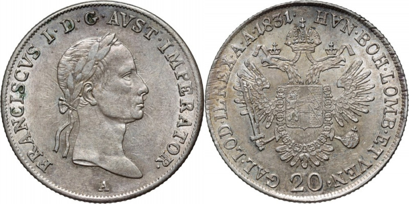 Austria, Francis I, 20 Kreuzers 1831 A, Vienna Reference: KM #2146
Grade: XF