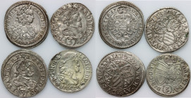 Austria, set of 3 Kreuzer coins from 1638-1720, (4 pieces)