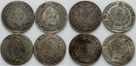Austria, Francis I, set of 20 Kreuzers coins from 1756-1765, (4 pieces)
