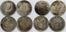 Austria, Maria Theresa, set of 20 Kreuzers coins from 1767-1778, (5 pieces)