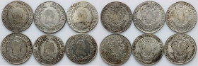 Austria, Francis I, set of 20 Kreuzer coins from 1802-1815, (6 pieces)