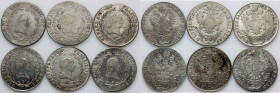 Austria, Francis I, set of 20 Kreuzer coins from 1804-1819, (6 pieces)