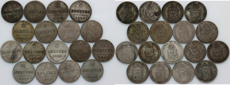 Austria, set of 6 Kreuzer coins from 1848-1849, (17 pieces) Weight (total) 31,44...