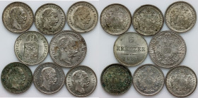 Austria, Franz Joseph I, set of silver coins from 1849-1872, (8 pieces)