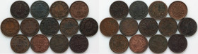 Austria, Franz Joseph I, set of 1 Kreuzer coins from 1858-1885, (13 pieces)
