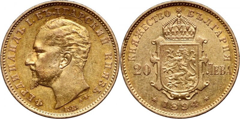 Blugaria, Ferdinand I, 20 Leva 1894 Gold 6,42 g. Złoto 6,42 g.&nbsp; Reference: ...