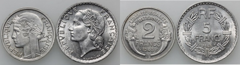 France, set of coins from 1945-1948, (2 pieces)