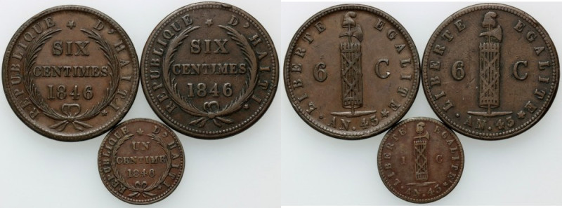 Haiti, set of coins from 1846, (3 pieces)