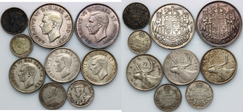 Canada, set of coins from 1913-1951, (9 pieces) Silver, weight (total) 48,49 g. ...