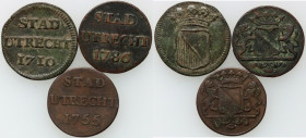 Netherlands, Utrecht, set of 1 Duit coins from 1710-1786, (3 pieces)