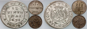 Germany, set of coins from 1691-1844, (3 pieces)