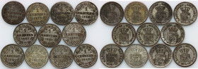 Germany, Bavaria, set of 1 Kreuzer coins from 1840-1871, (11 pieces)