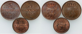 Germany, Mecklenburg-Schwerin, Frederick Francis II, set of coins from 1855-1872, (3 pieces)