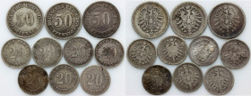 Germany, Wilhelm I, set of coins from 1874-1877, (10 pieces)
