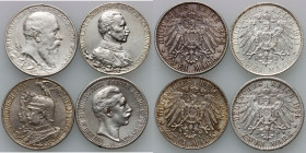 Germany, Baden / Prussia, set of 2 Mark from 1901-1913, (4 pieces)