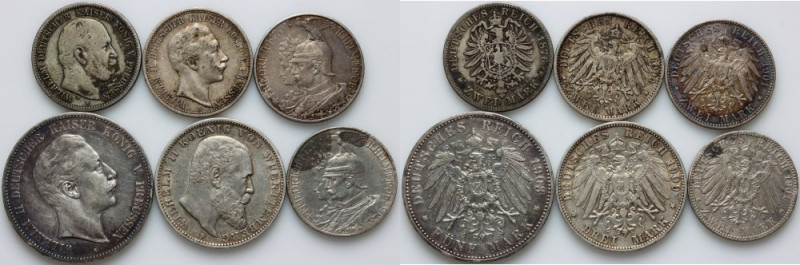 Germany, set of silver coins from 1876-1909, (6 pieces) Silver, weight (total) 8...