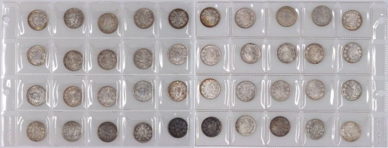 Germany, set of 1/2 Mark from 1913-1919, various mints, (20 pieces)