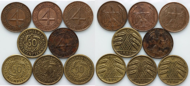 Germany, set of coins from 1924-1932, (8 pieces)