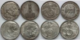Germany, Third Reich, set of silver coins 5 Mark from 1935-1939, (4 pieces)