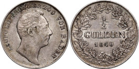 Germany, Baden, Karl Leopold, 1/2 Gulden 1840