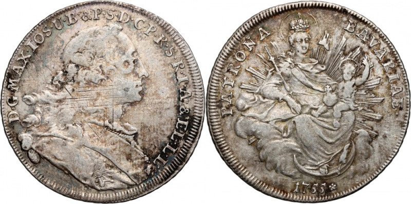 Germany, Bavaria, Maximilian III Josef, Thaler 1755 Silver 28,05 g. Srebro 28,05...