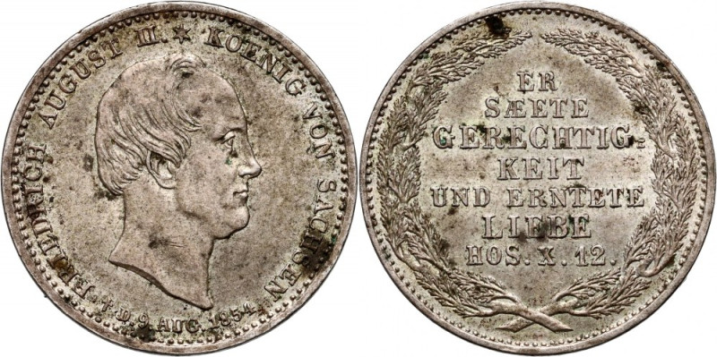 Germany, Saxony, Frederick Augustus II, 1/6 Thaler 1854 Coin minted after the de...