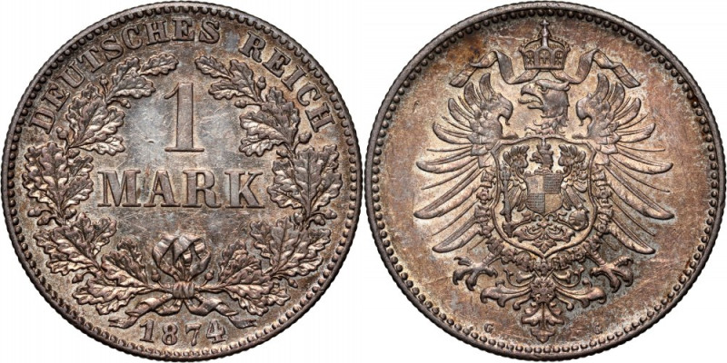 Germany, Wilhelm I, Mark 1874 G, Karlsruhe Reference: AKS 1
Grade: XF-