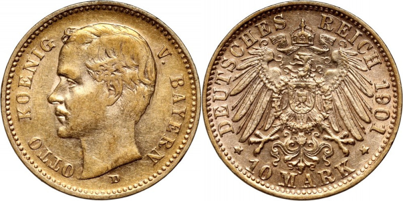 Germany, Bavaria, Otto, 10 Mark 1901 D, Munich Gold 3,95 g. Złoto 3,95 g. Refere...