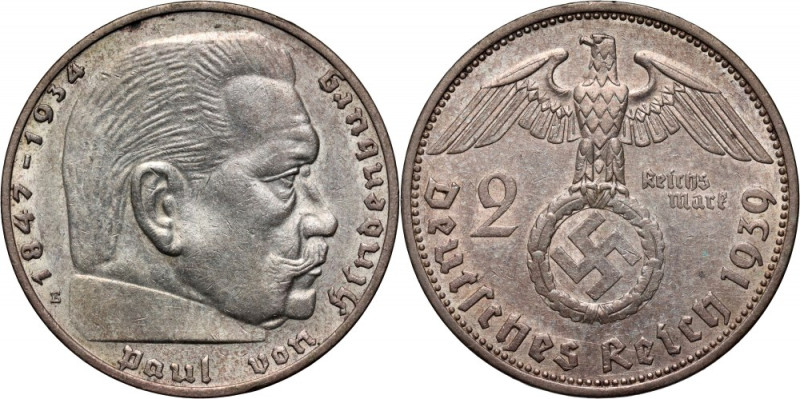 Germany, Third Reich, 2 Mark 1939 E, Hindenburg, Muldenhütten Rare mint. Mintage...