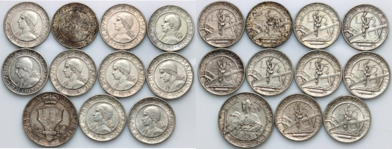 San Marino, set of coins from 1931-1938, (11 pieces) Silver, weight (total) 59,9...