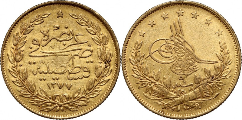 Turkey, Abdul Aziz 1861-1876, 100 Kurush 1870 Gold 7,19 g. Złoto 7,19 g. Referen...