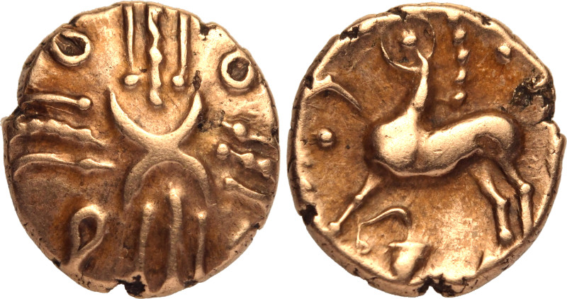 CELTIC. BRITANNIA, CATUVELLAUNI. Tasciovanus. 
Gold 1/4 Stater, circa 25-20 BC....