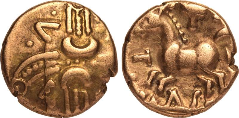 CELTIC. BRITANNIA, CATUVELLAUNI. Tasciovanus. 
Gold 1/4 Stater, circa 20 BC - A...