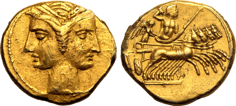 MAGNA GRAECIA. BRUTTIUM, CARTHAGINIAN OCCUPATION. 
Electrum 3/8 Shekel, circa 2...