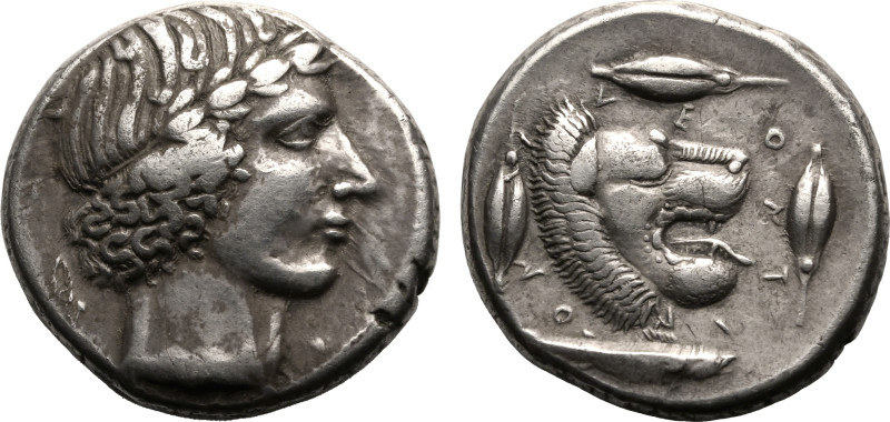 MAGNA GRAECIA. SICILY, LEONTINI. 
Silver Tetradrachm, circa 425-420 BC. 
Obv: ...